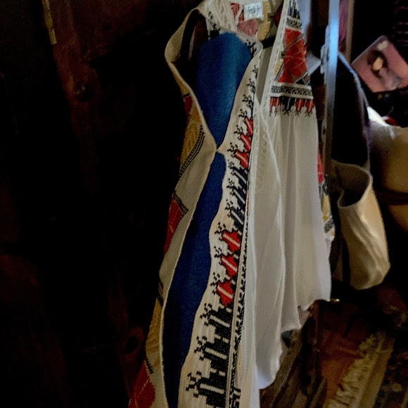 NWOT Boho embroidered tie front white loose light tunic top blouse - Picture 16 of 16